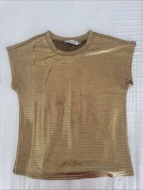 Kids Gold Metallic Short Sleeve Top by Molly Bracken
